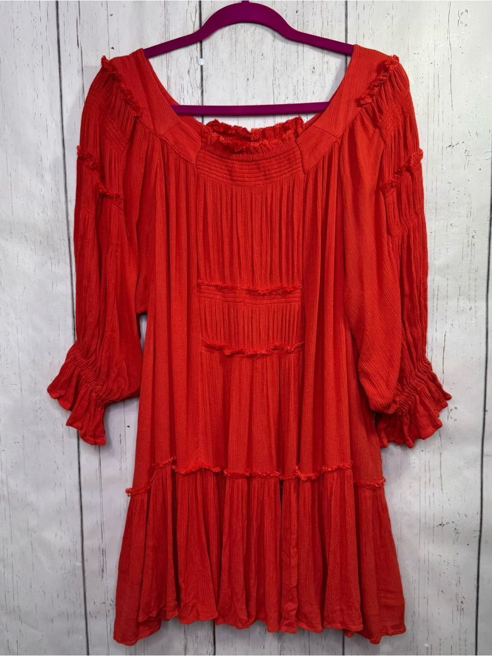 Free People Orange Sea Ya There Mini Dress S Boho Festival Cottagecore Coastal
